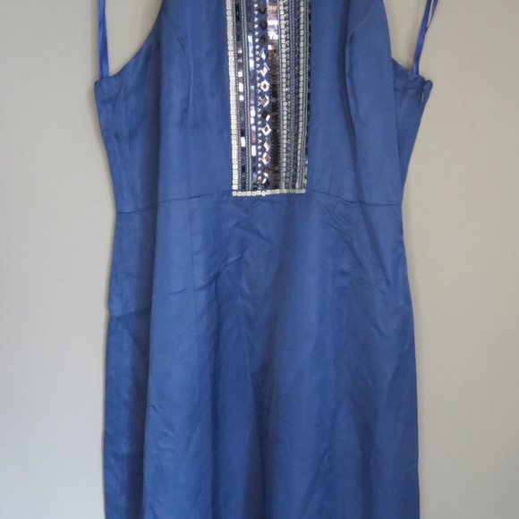 MONSOON - linen blend - embellished artisan dress - size - UK 18. - Picture 2 of 6